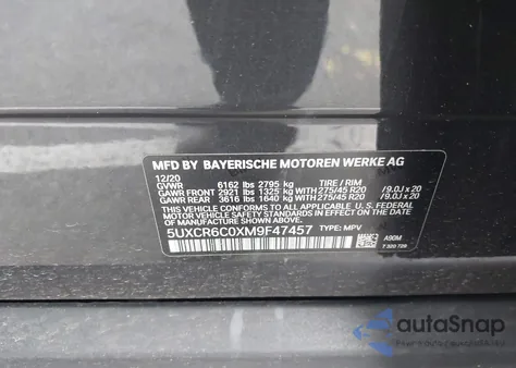 2021 BMW X5 xDrive40I z USA, uszkodzony, nr VIN 5UXCR6C0XM9F47457